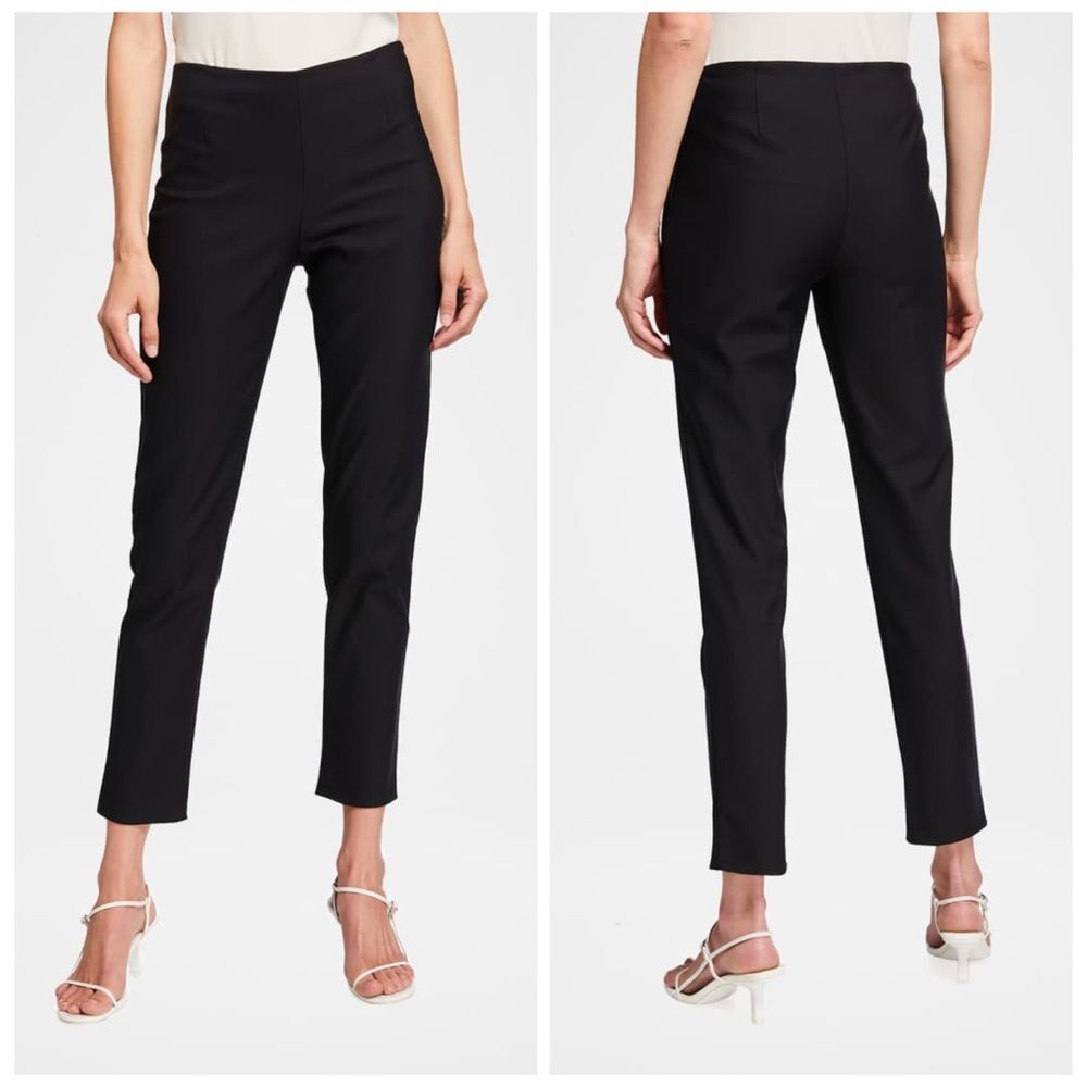 Lela Rose Stretch Cotton Blend Slim Ankle Pants in Black | Size 2